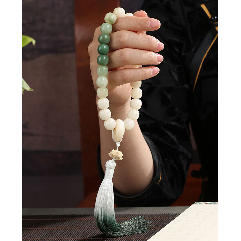 Buddha Stones Natural Gradient Bodhi Seed Fortune Money Bag Lotus Wisdom Tassel Wrist Mala - image 18