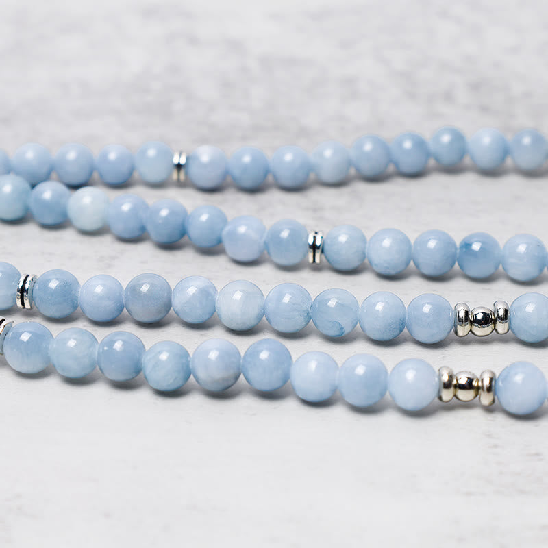 Buddha Stones 108 Mala Beads Aquamarine Healing Bracelet - image 3