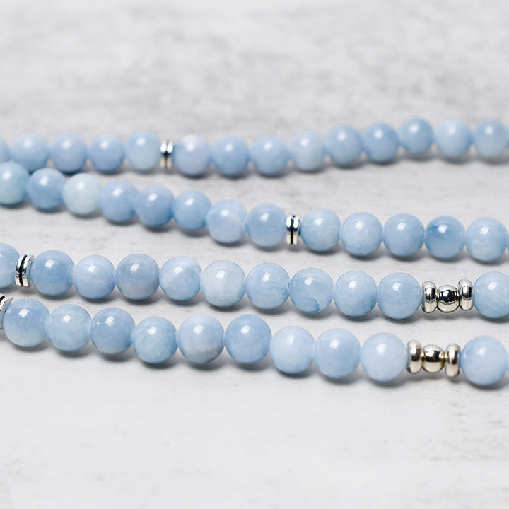 Buddha Stones 108 Mala Beads Aquamarine Healing Bracelet - image 3