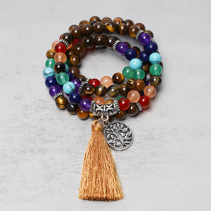 Buddha Stones Healing Crystal Mala Prayer Beads 108 Meditation Healing Multilayer Bracelet Necklace - image 10