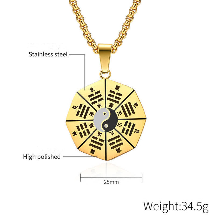 Buddha Stones Bagua Yin Yang Titanium Steel Balance Necklace Pendant - image 6
