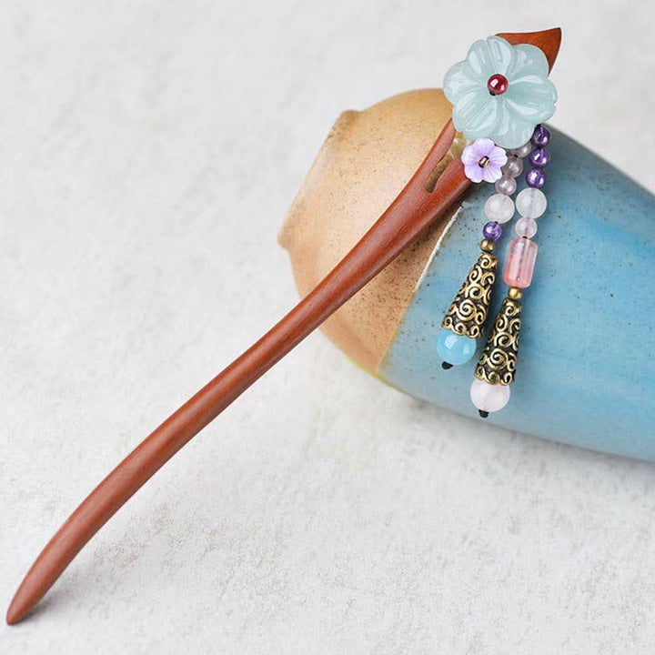 Red Sandalwood Amethyst Aventurine Protection Hairpin Decoration - image 2