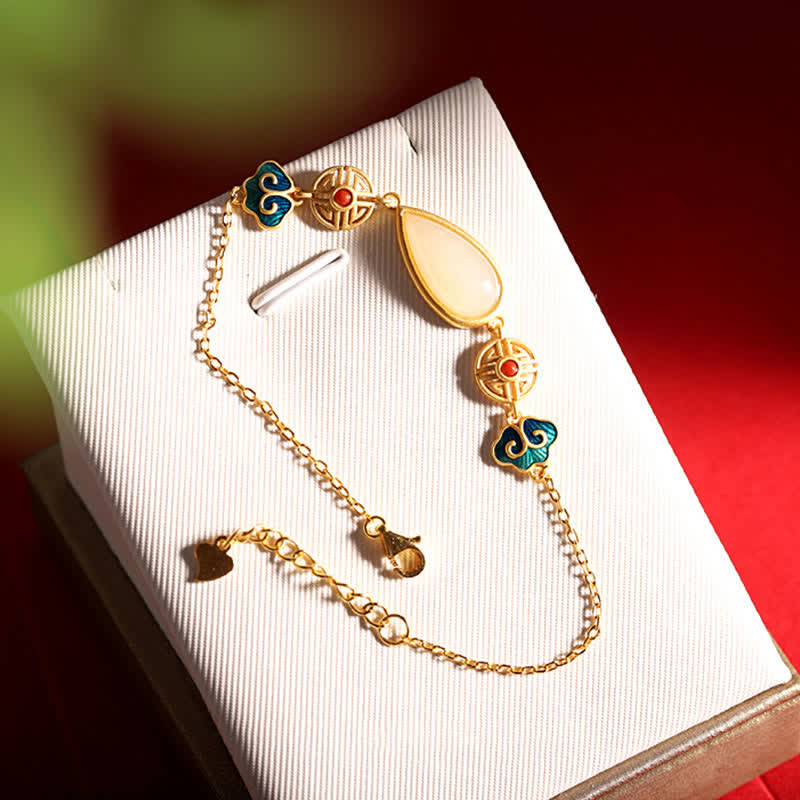 925 Sterling Silver Hetian White Jade Water Drop Chain Necklace Pendant Bracelet - image 10