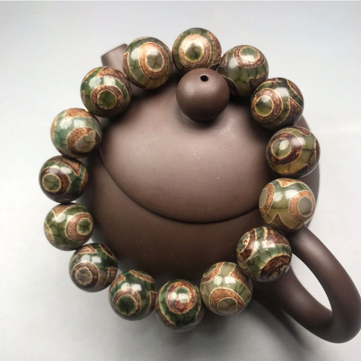 Buddha Stones Three-eyed Dzi Bead Sardonyx Luck Bracelet - image 0