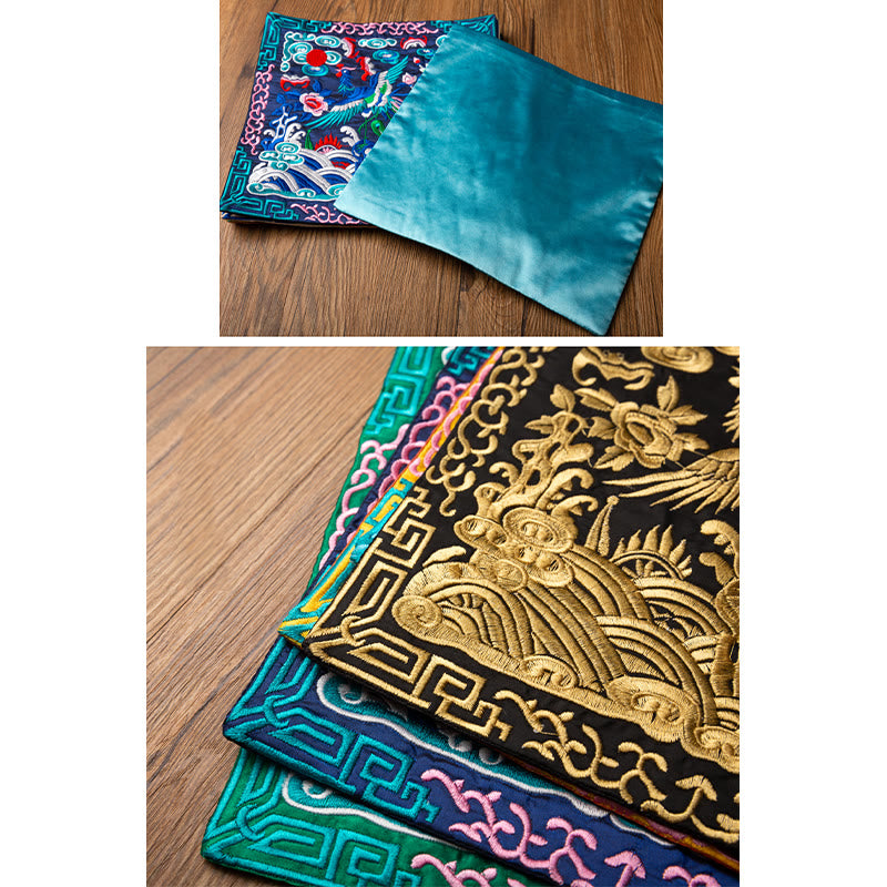 Buddha Stones Phoenix Dragon Kirin Embroidery Cup Mat Pad Tea Cup Coaster Kung Fu Tea Mat - image 33