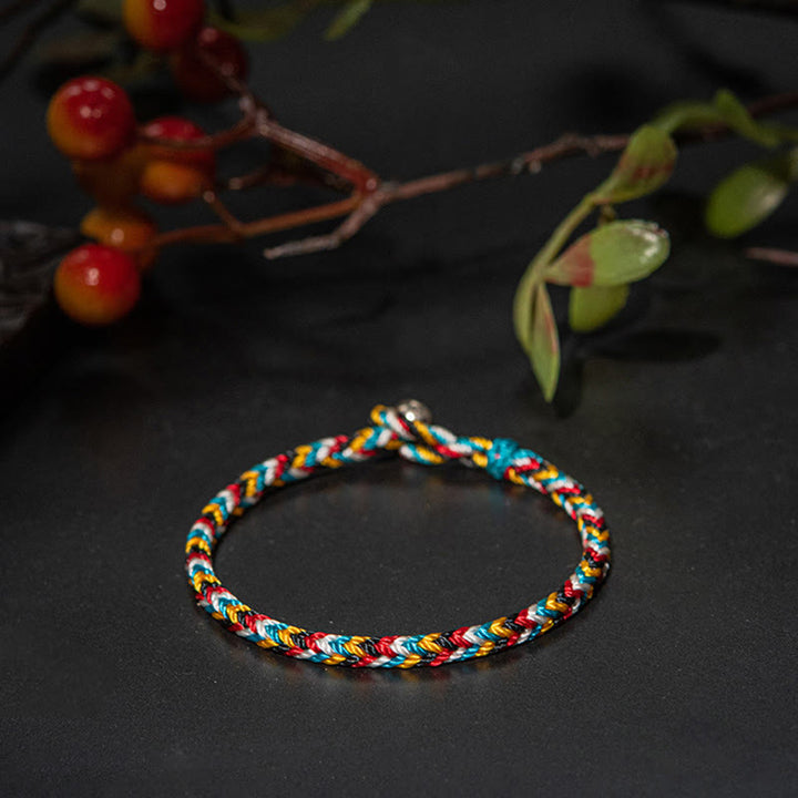 Buddha Stones Tibet Handmade Five Color Thread Protection Braid String Bracelet - image 7
