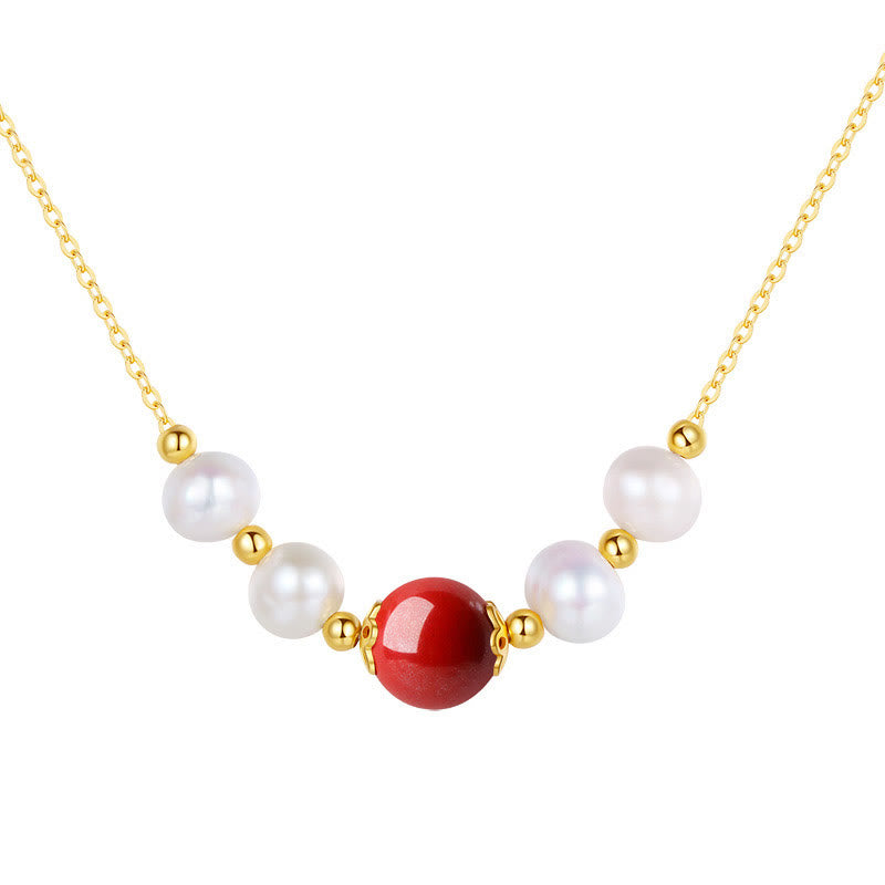 Buddha Stones 925 Sterling Silver Pearl Cinnabar Sincerity Healing Bead Chain Necklace Pendant - image 10