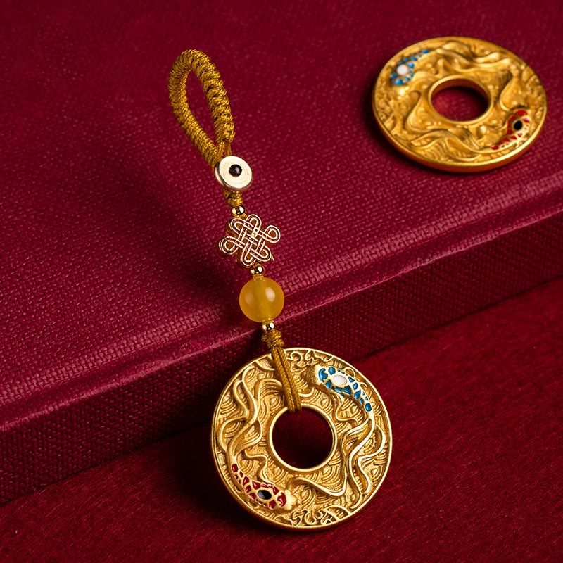 Buddha Stones Double Koi Fish Peace Buckle Wealth Luck Key Chain - Koi Fish(Luck♥Prosperity) - image 0