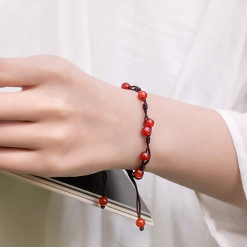 Buddha Stones Red Agate Moss Agate Cinnabar Calm Bracelet - image 2