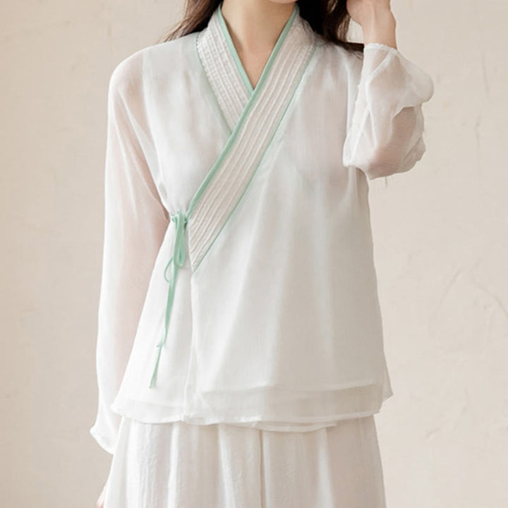Buddha Stones Retro Prayer Zen Spiritual Meditation Practice Chiffon Clothing Women's Set - image 7