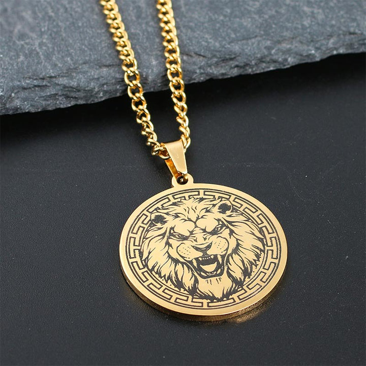 Buddha Stones Animal Titanium Steel Chain Necklace Protection Pendant - Gold Lion - image 8