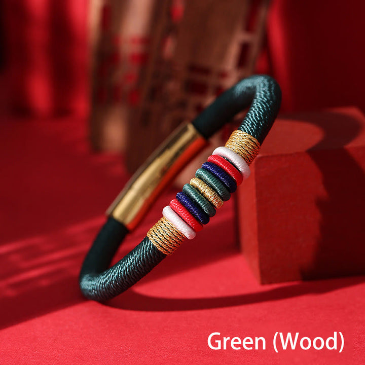 Buddha Stones Tibetan Handmade Colorful King Kong Knot Five Elements Luck Braid String Bracelet - Green(Wood) - 18cm - image 12