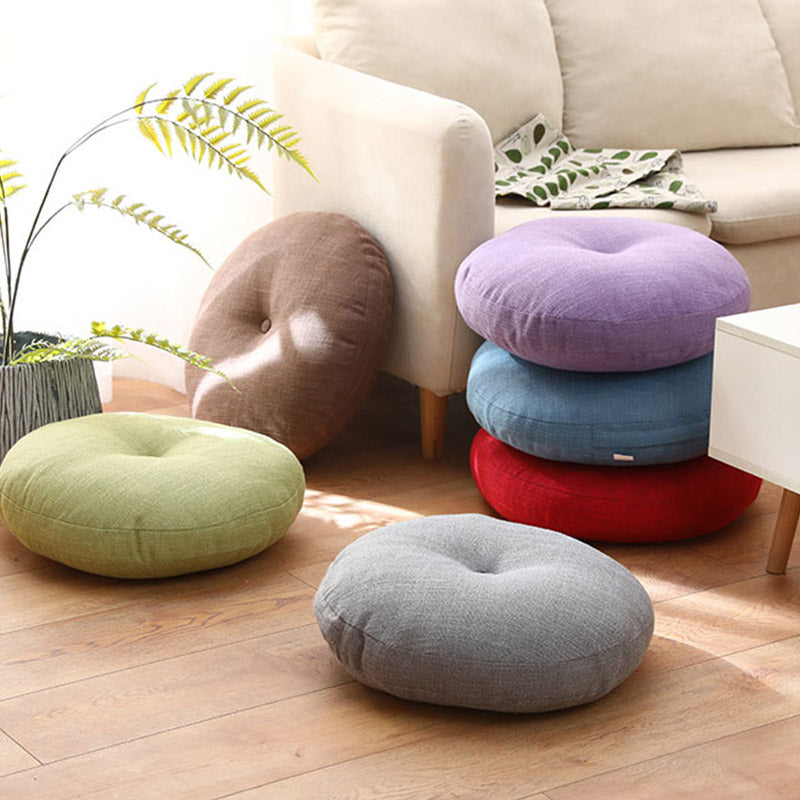 Buddha Stones Lotus Simple Pattern Linen Meditation Seat Cushion Home Living Room Decoration - image 1