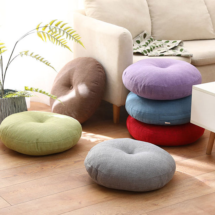 Buddha Stones Lotus Simple Pattern Linen Meditation Seat Cushion Home Living Room Decoration - image 1