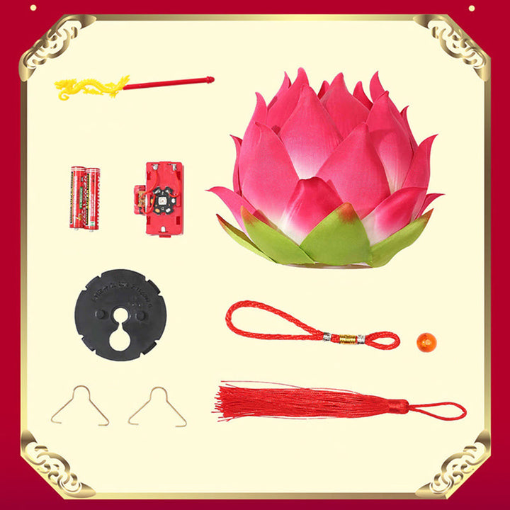 Buddha Stones DIY Lotus Flower Dragon Lantern Tassel Lamp Decoration - image 29