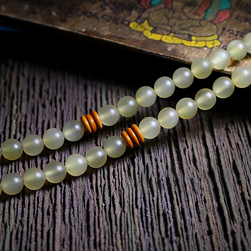 Buddha Stones 108 Mala Beads Tibet Sheep Horn Amber Luck Bracelet - image 10