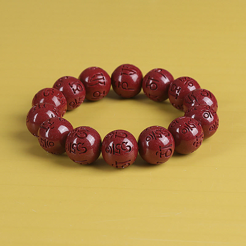 Buddha Stones Natural Double PiXiu Cinnabar Om Mani Padme Hum Wealth Luck Bead Bracelet - Om Mani Padme Hum - 16mm - image 20