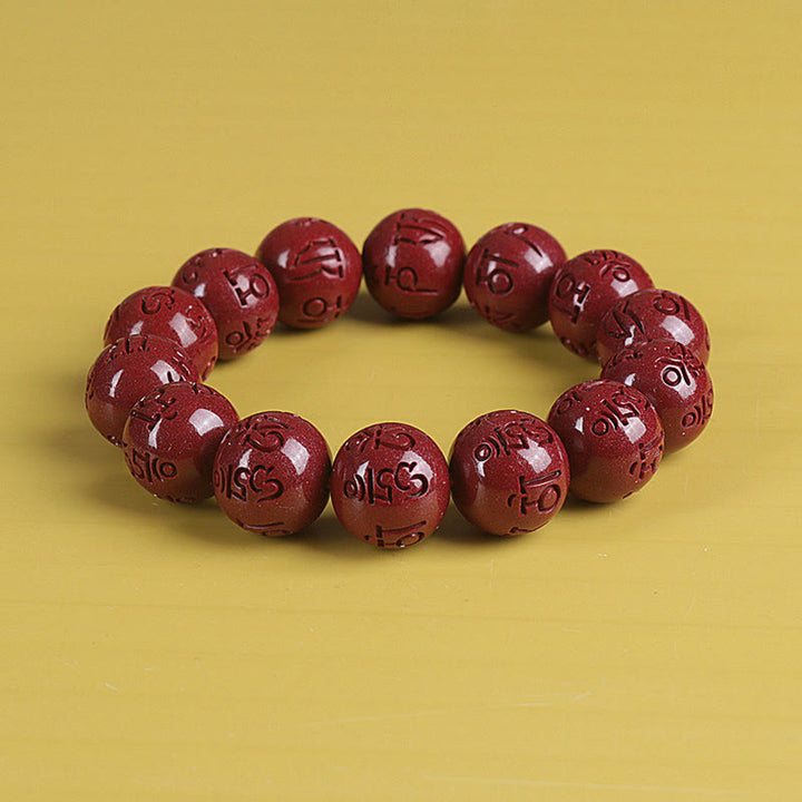 Buddha Stones Natural Double PiXiu Cinnabar Om Mani Padme Hum Wealth Luck Bead Bracelet - Om Mani Padme Hum - 16mm - image 20