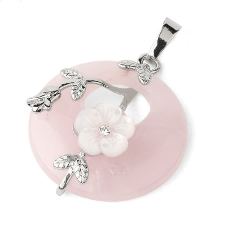 Buddha Stones Various Crystal Amethyst Green Aventurine Flower Healing Necklace Pendant - Rose Quartz - image 6