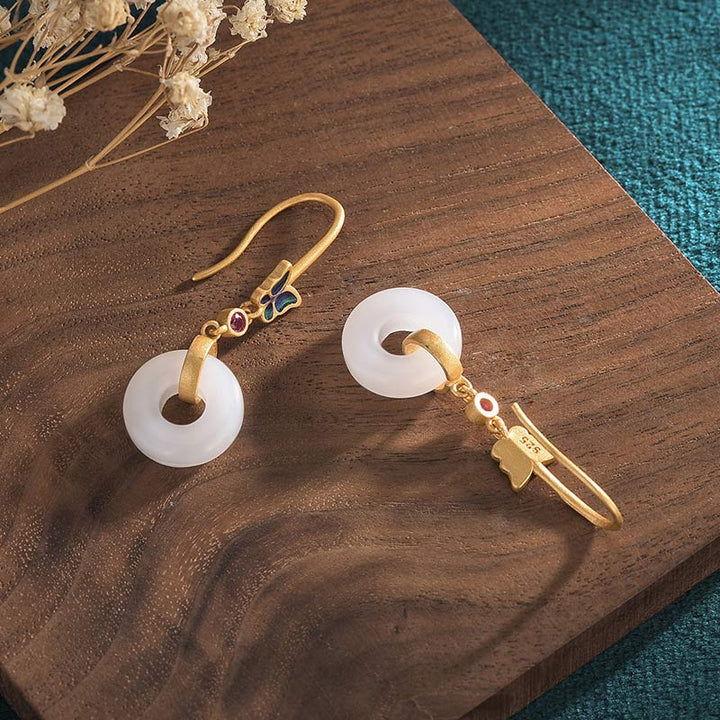 FengShui White Jade Butterfly Fortune Earrings - image 4