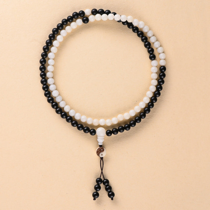Buddha Stones Ebony YinYang Protection Necklace Mala - image 6