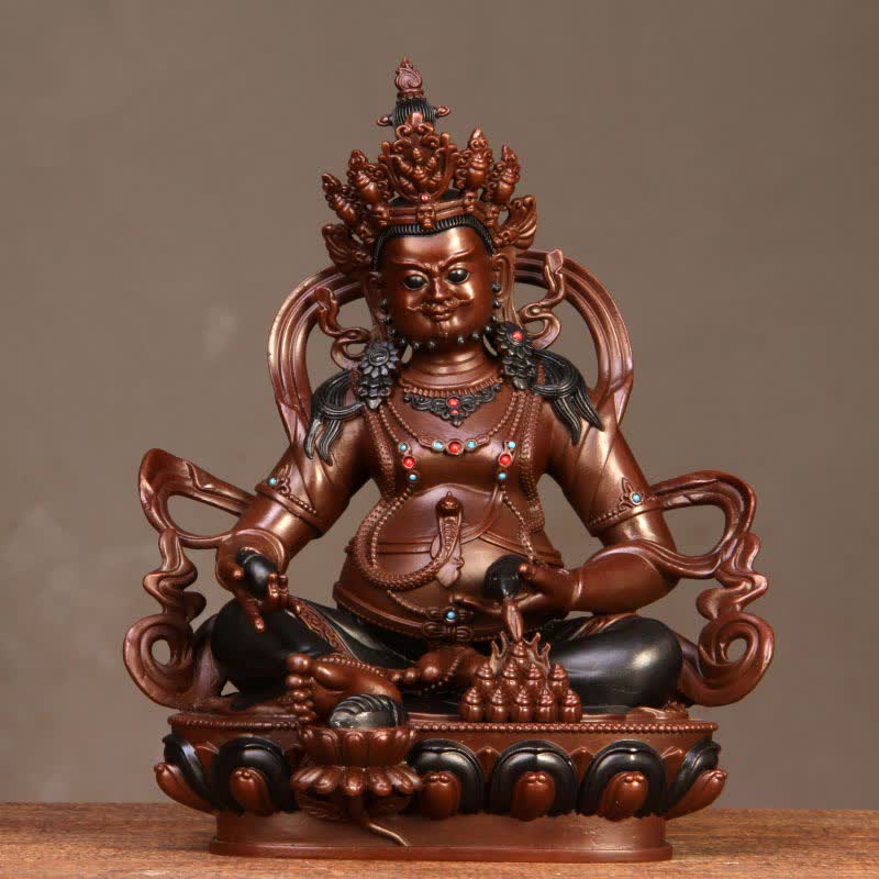 Buddha Stones Yellow Jambhala Bodhisattva Figurine Compassion Copper Statue Home Office Decoration - image 0
