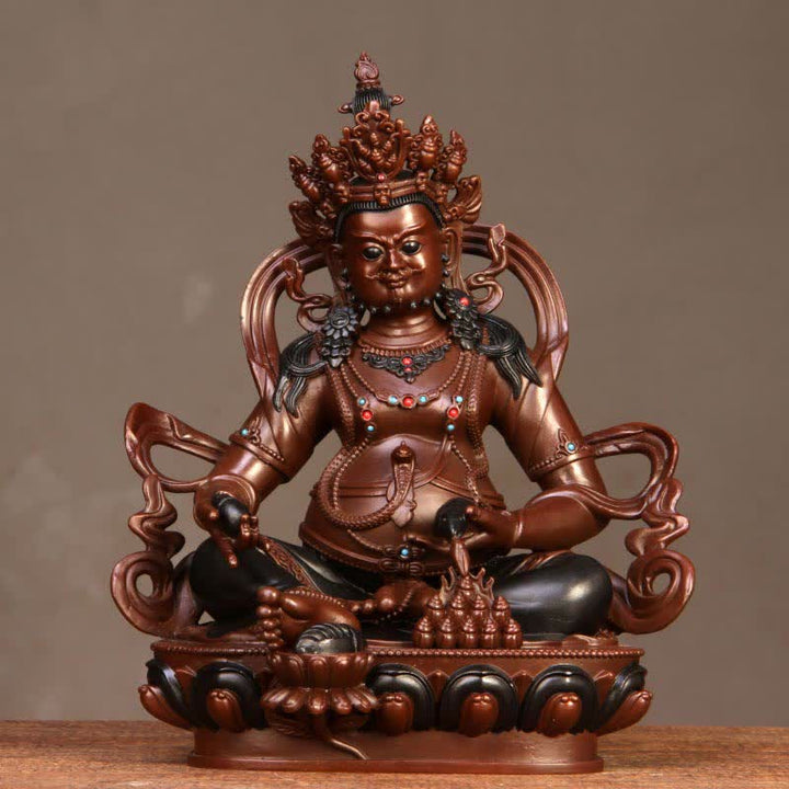 Buddha Stones Yellow Jambhala Bodhisattva Figurine Compassion Copper Statue Home Office Decoration - image 0