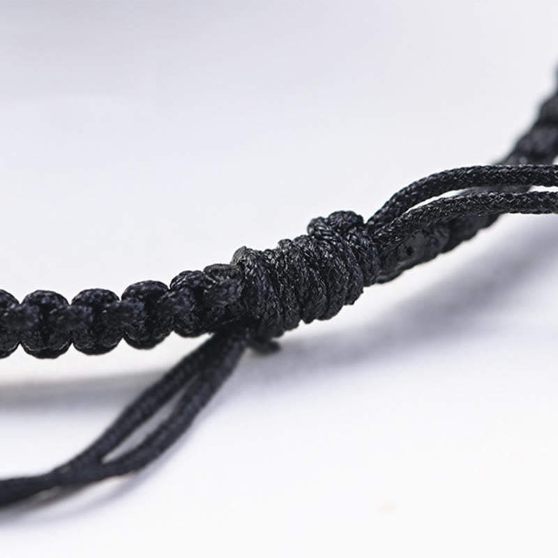 Buddha Stones Small Leaf Red Sandalwood Ebony Wood Cute Cat Head Calm Protection Braided Bracelet - image 7