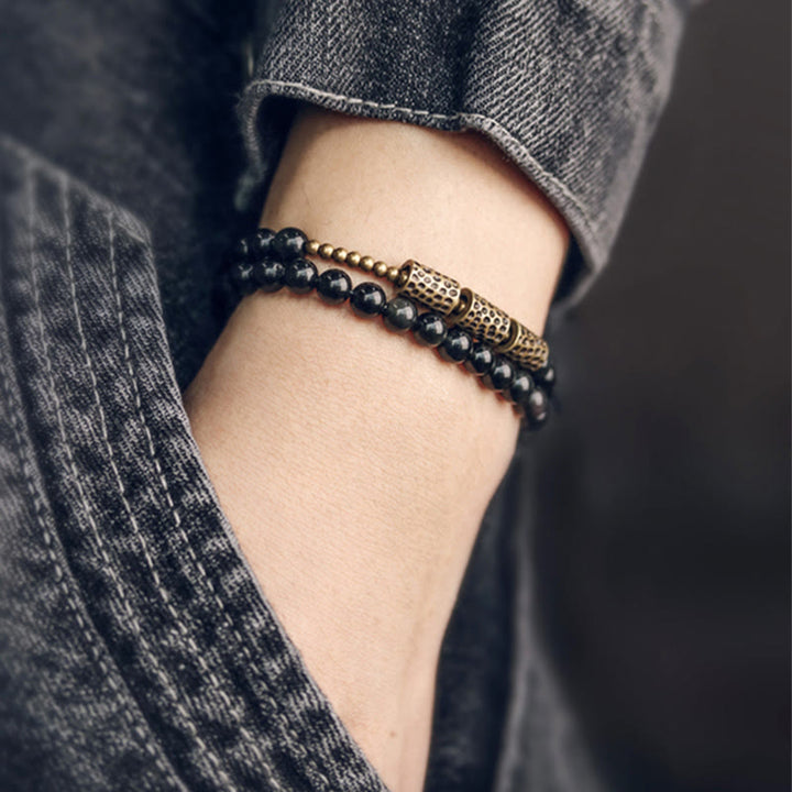 Buddha Stones Rainbow Obsidian Copper Love Double Wrap Bracelet - image 2