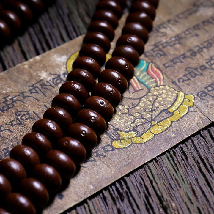 Buddha Stones Natural Tibet 108 Mala Beads Purple Bodhi Seed Three-eyed Dzi Bead Copper Dorje Harmony Bracelet - image 17