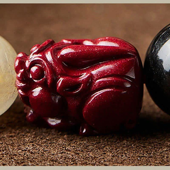 Buddha Stones Gold Sheen Obsidian PiXiu Cinnabar Om Mani Padme Hum Protection Bracelet - image 14