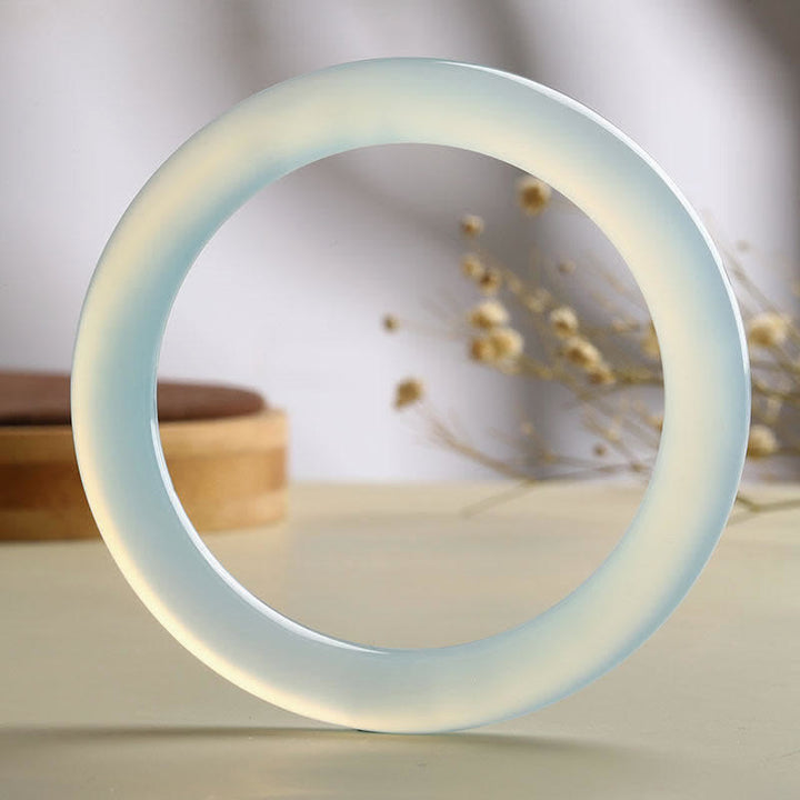 Buddha Stones Natural Aquamarine Blessing Serenity Bangle Bracelet - image 2