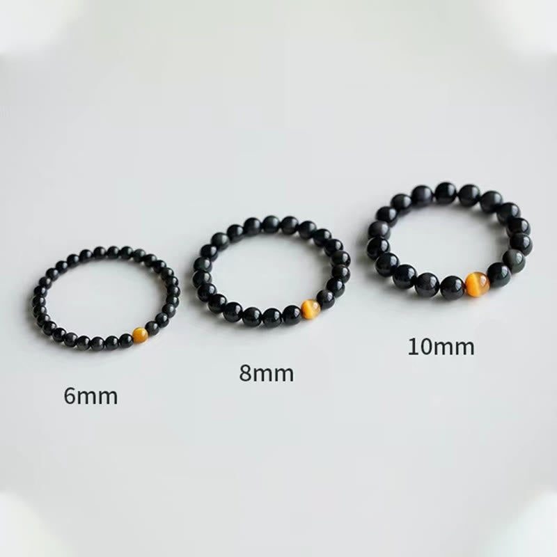 Buddha Stones Natural Rainbow Obsidian Tiger Eye Positive Love Bracelet - image 15