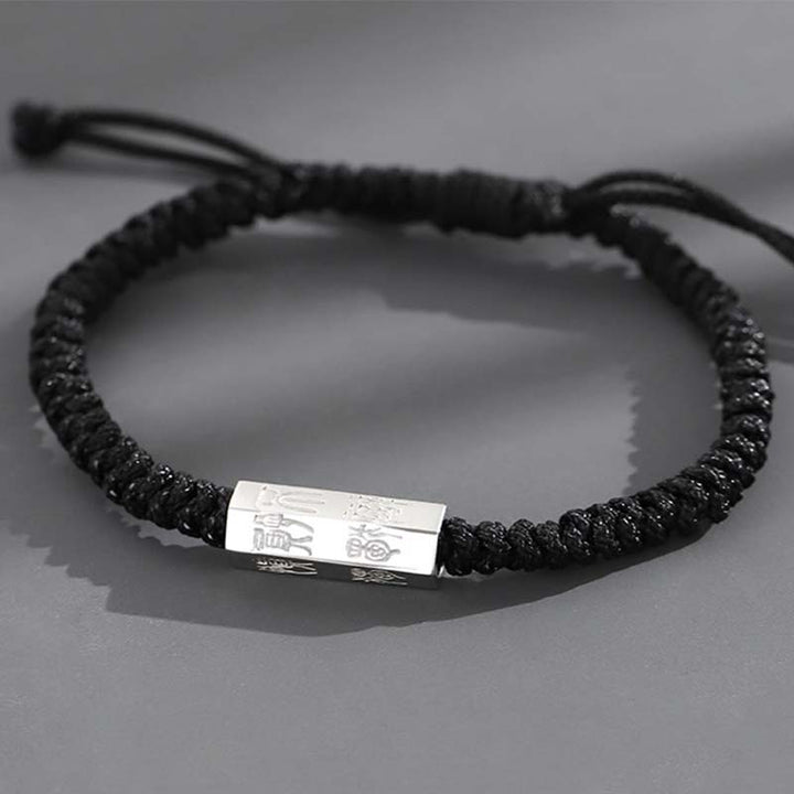 Buddha Stones Copper Letter Engraving Blessing String Bracelet - Black(Bracelet Size 18-24cm) - image 7