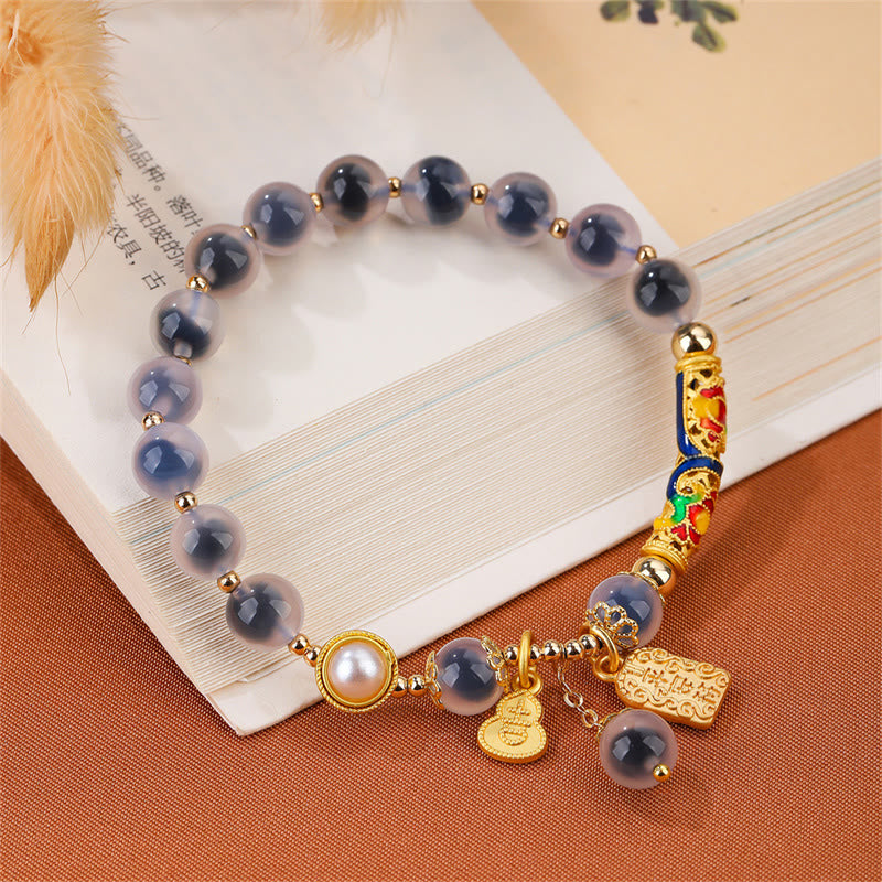 Buddha Stones Natural Blue Candy Agate Amulet Strength Bracelet - image 5
