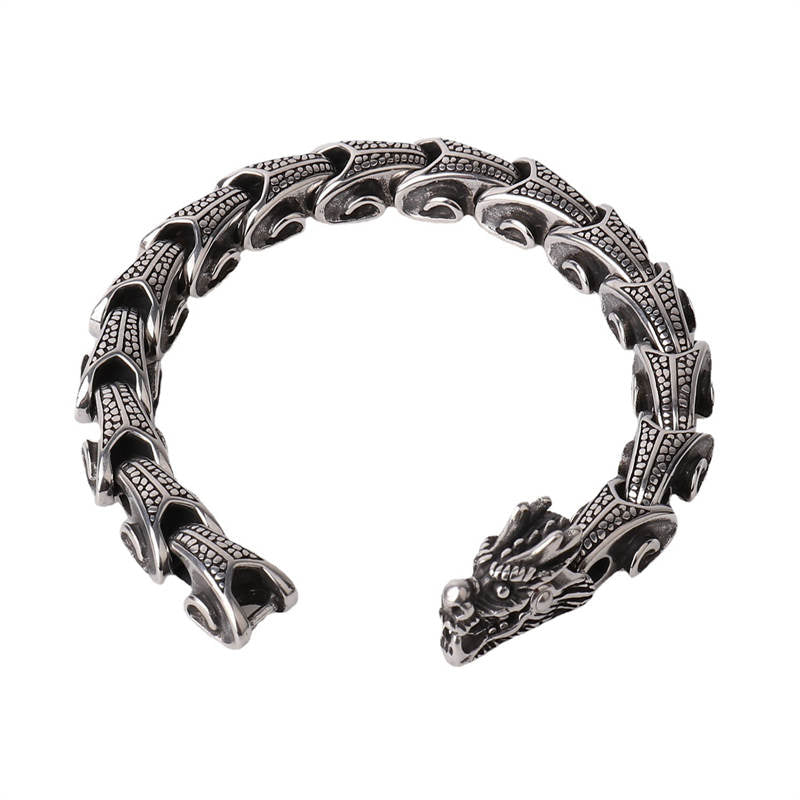 Buddha Stones Dragon Titanium Steel Luck Bracelet Bangle - image 5