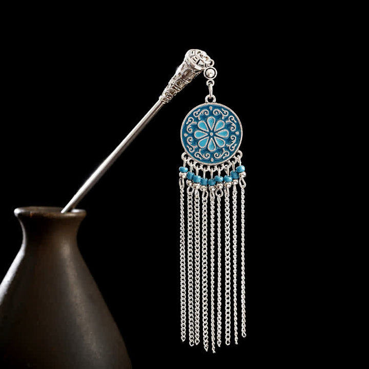 Water Drop Lily of the Valley Flowers Tassels Confidence Hairpin - Round Tassel-Blue - image 28