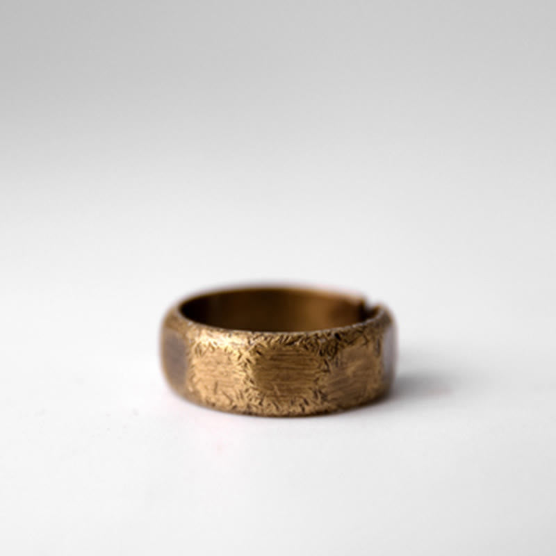 Buddha Stones Tibetan Simple Design Copper Brass Frosted Wealth Ring - image 7