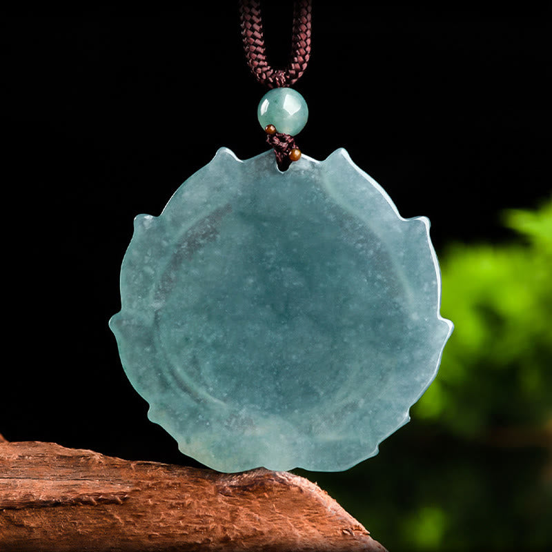 Buddha Stones Natural Jade Laughing Buddha Lotus Pattern Luck Necklace Pendant - image 7