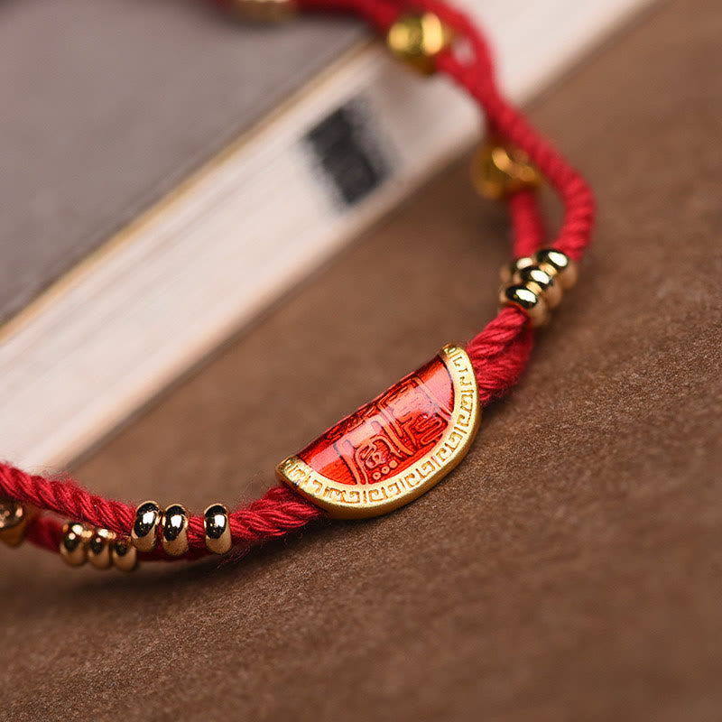 Buddha Stones Handmade Cinnabar Dumplings Design Luck Braided Red Rope Bracelet - image 3