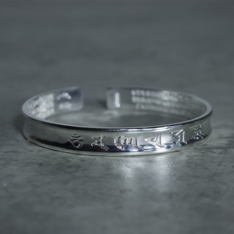 Buddha Stones Tibetan Mantra White Copper Bracelet - image 6