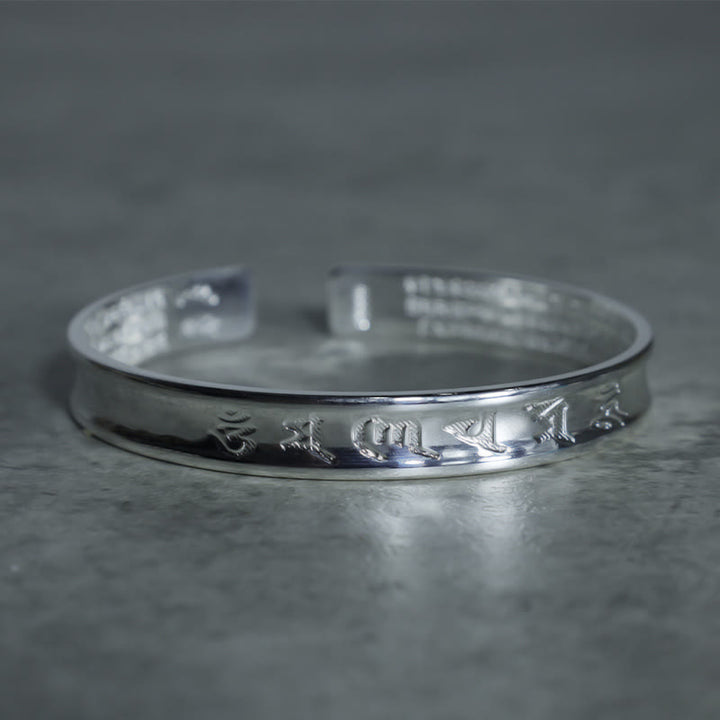 Buddha Stones Tibetan Mantra White Copper Bracelet - image 6