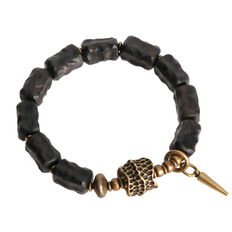 Buddha Stones Ebony Wood Copper Balance Protection Couple Bracelet - image 8