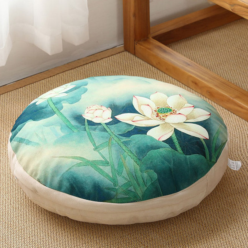 Buddha Stones Lotus Simple Pattern Linen Meditation Seat Cushion Home Living Room Decoration - Detachable - 40cm*10cm - MediumAquamarine - image 30