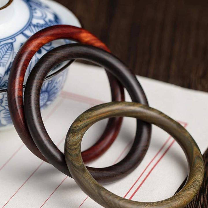 Buddha Stones Tibetan Small Leaf Red Sandalwood Ebony Green Sandalwood Protection Bracelet Bangle - image 1