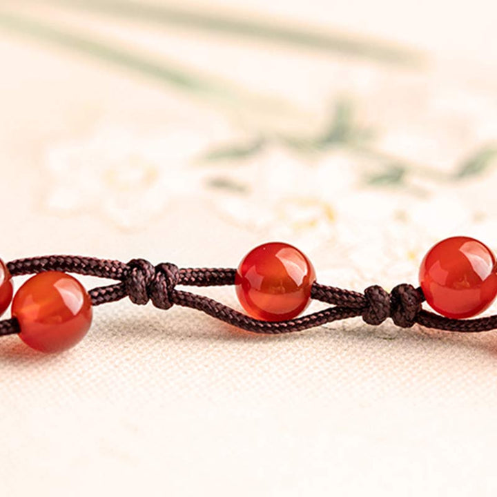 Buddha Stones Red Agate Moss Agate Cinnabar Calm Bracelet - image 8