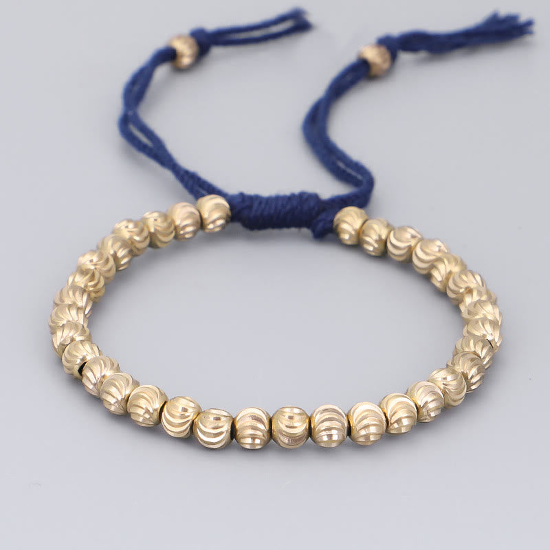 Buddha Stones Tibetan Handmade Copper Bead Luck String Bracelet - Dark Blue(Wrist Circumference 14-26cm) - image 11