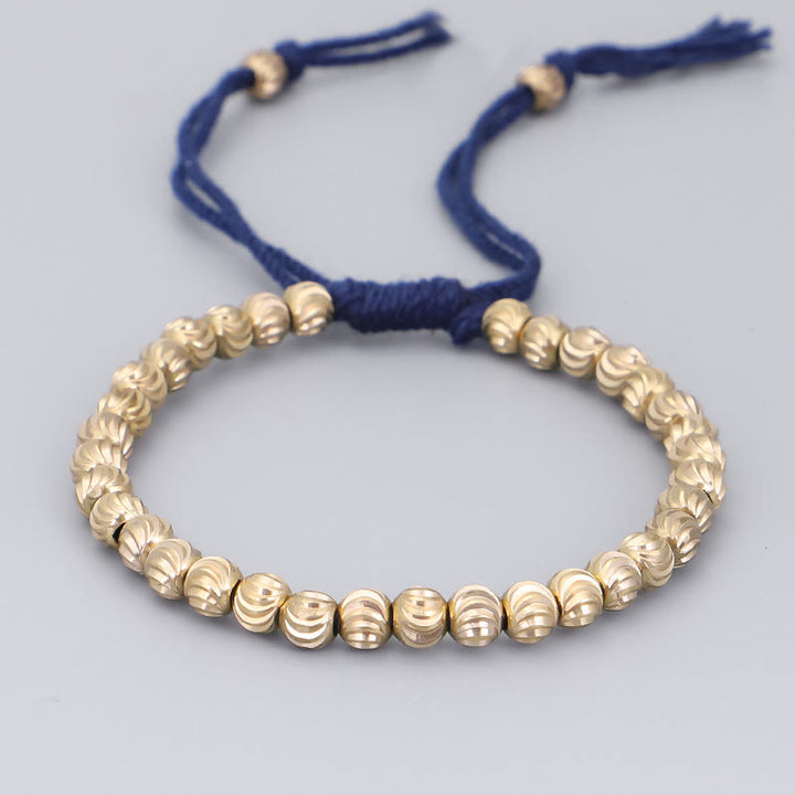 Buddha Stones Tibetan Handmade Copper Bead Luck String Bracelet - Dark Blue(Wrist Circumference 14-26cm) - image 11