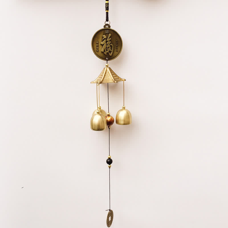 Buddha Stones Blessing Letter Elephant Bagua Auspicious Coin Wall Hanging Chime Bell Handmade Home Decoration - image 3