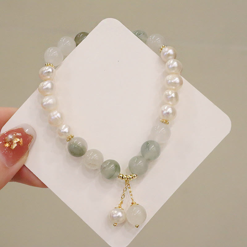 Buddha Stones Natural Pearl Jade Healing Sincerity Bracelet - image 1